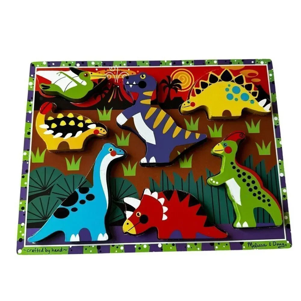 Melissa & Doug Wood Chunky Animal Birds Music Puzzle Bundle